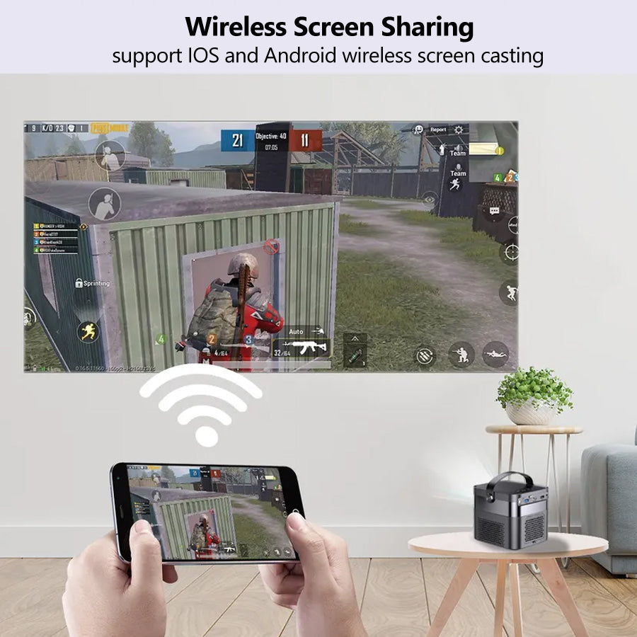 Vivicine M2 Android 9.0 1080p 3D 4K Projector,Built-in 15600mAh Battery