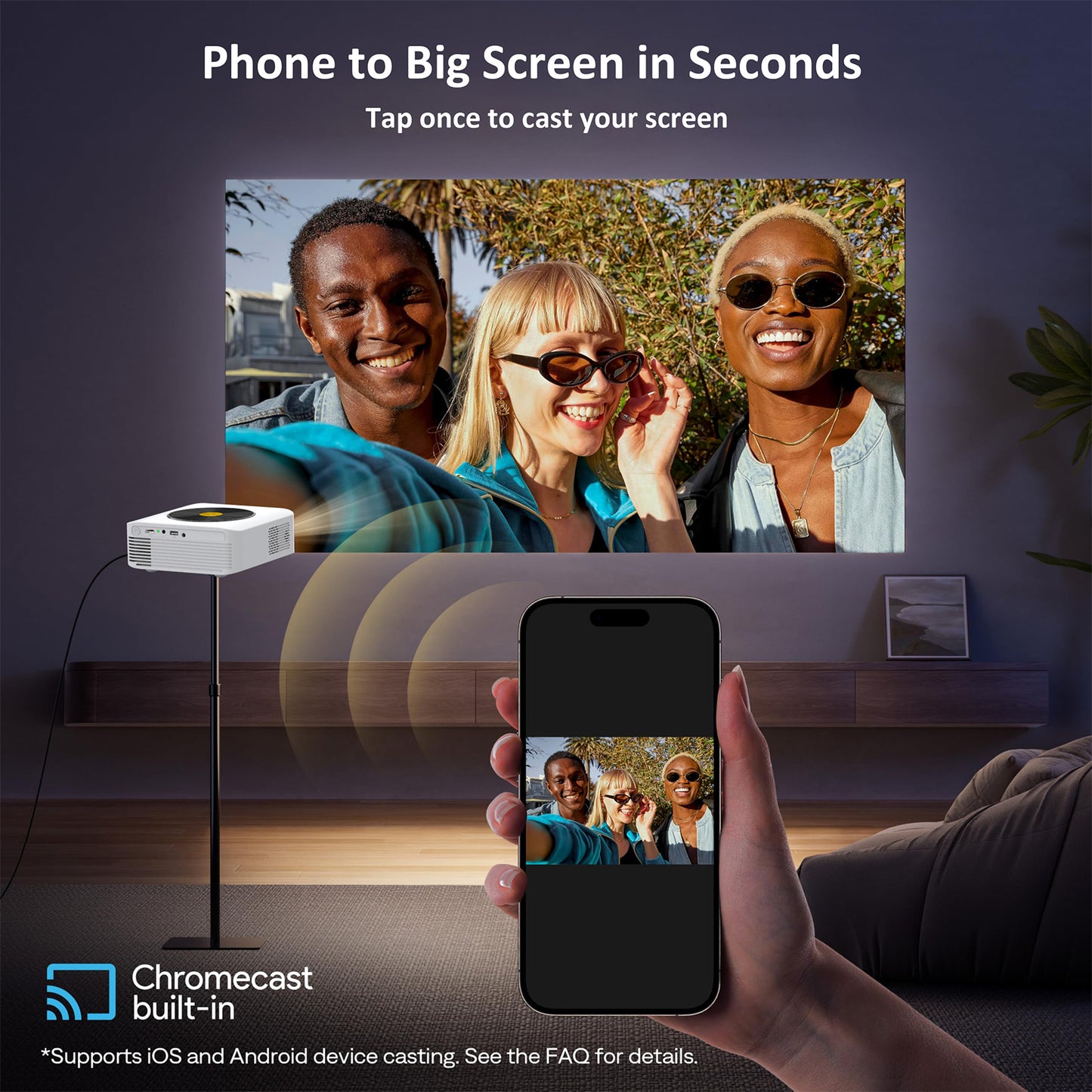 Vivicine New Android 11 1920x1080p Full HD 1080p Support 4K Home Movie Projector,Electric focus,Auto keystone