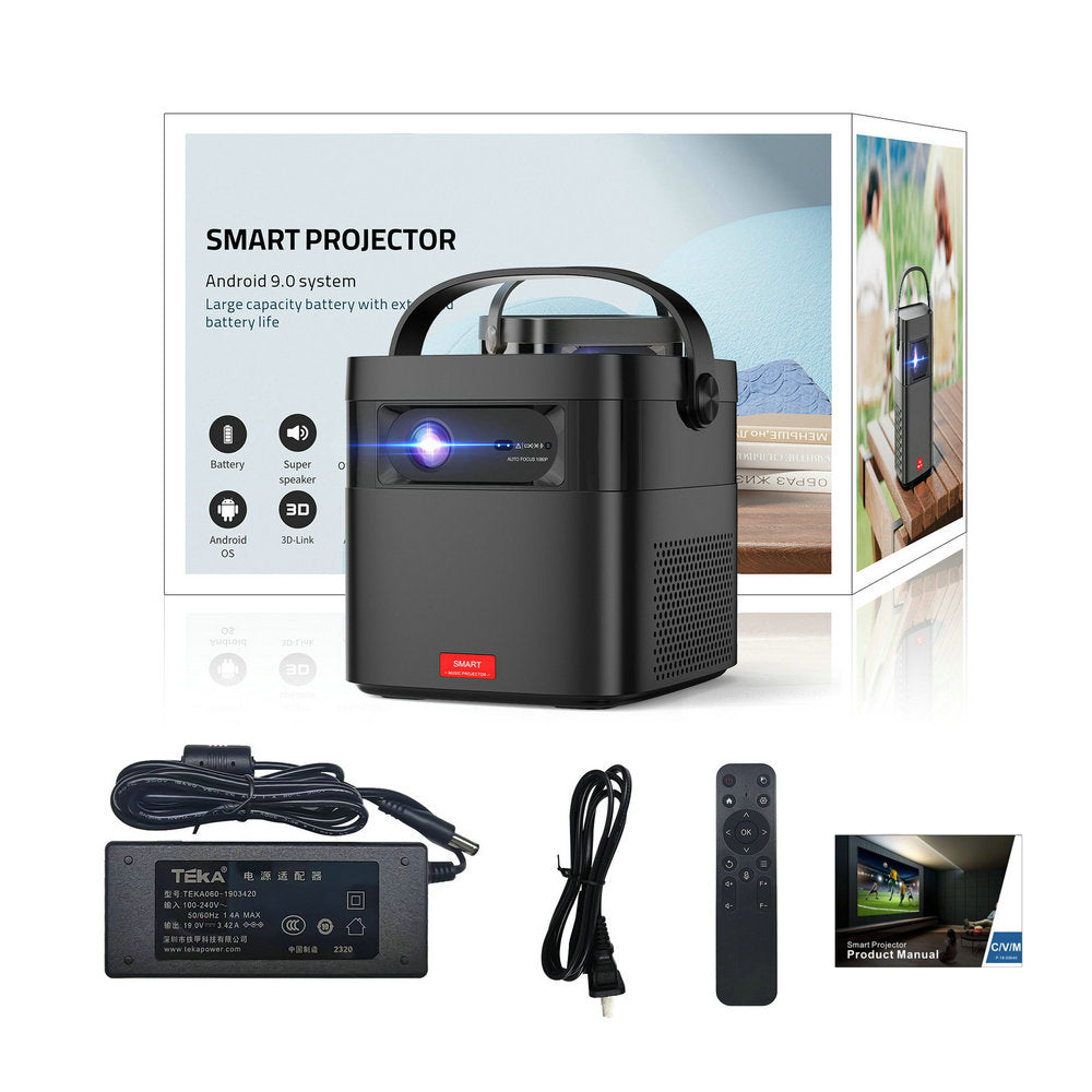 Vivicine M2 Android 9.0 1080p 3D 4K Projector,Built-in 15600mAh Battery