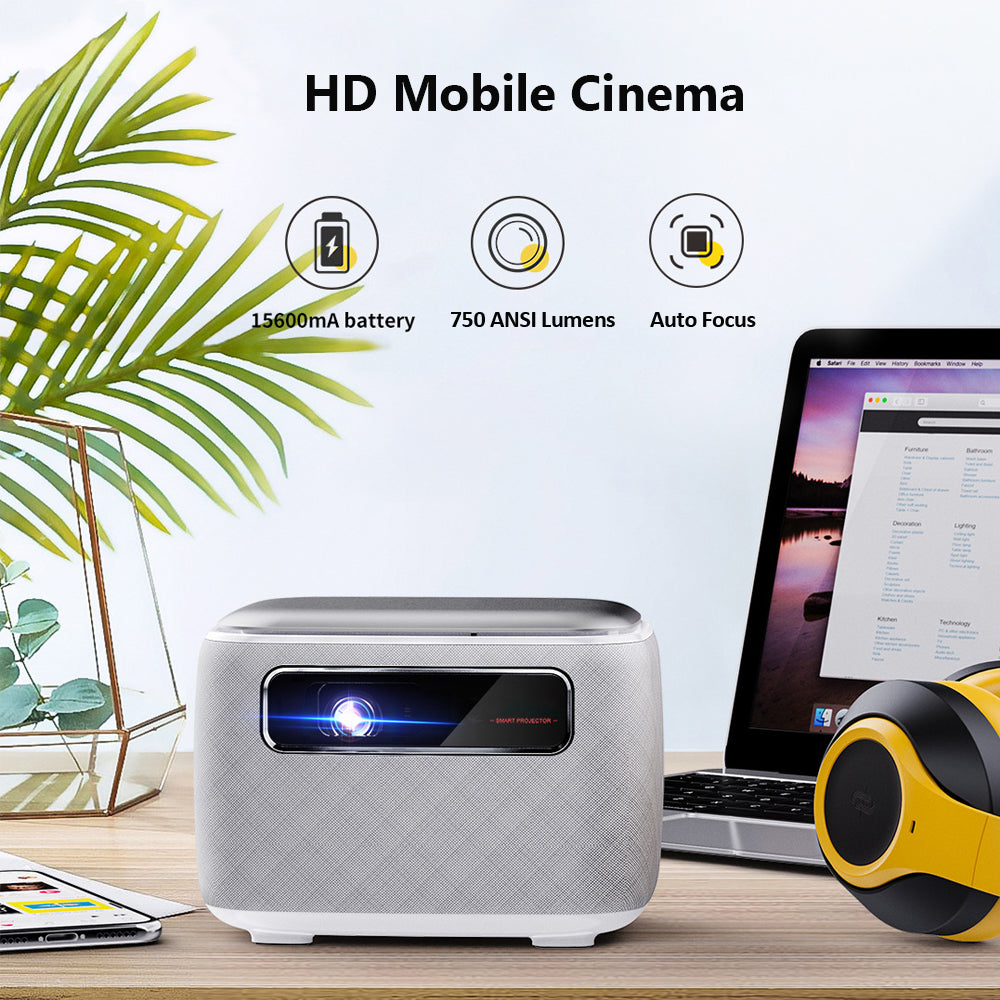 Projecteur 3D portable Vivicine V8 Pro DLP 1080P, mini projecteur vidéo portable WiFi 1080P pour cinéma maison avec batterie