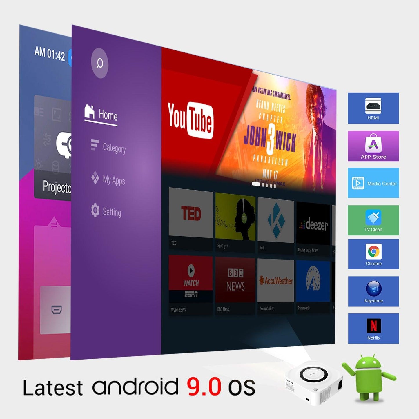 Vivicine Y9 Android 11 Portable 5G WIFI Smart Home 1080P Projector