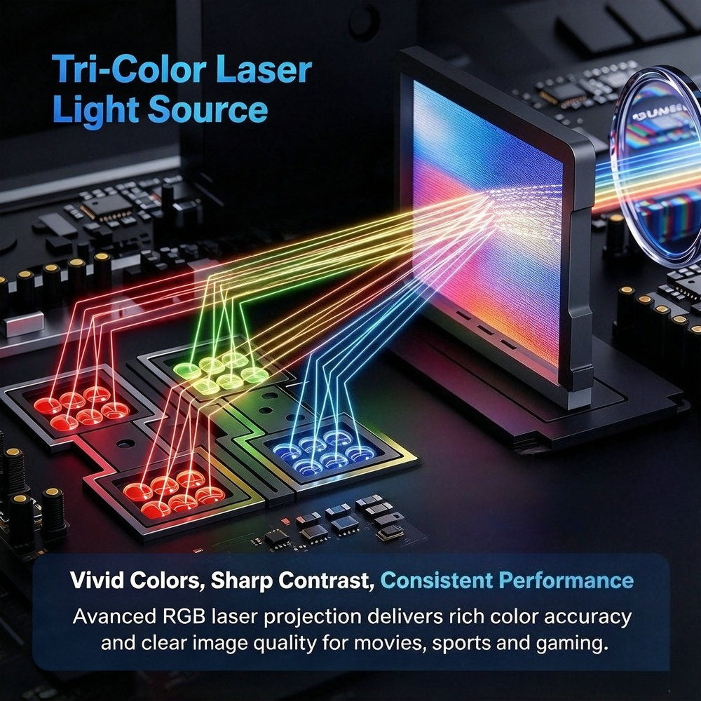 S2U Ultra Short Throw Triple Laser Projector, 1080p, 1000 ANSI Lumens