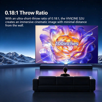S2U Ultra Short Throw Triple Laser Projector, 1080p, 1000 ANSI Lumens